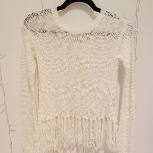AMERICAN EAGLE WHITE OPEN KNIT BACKLESS TOP